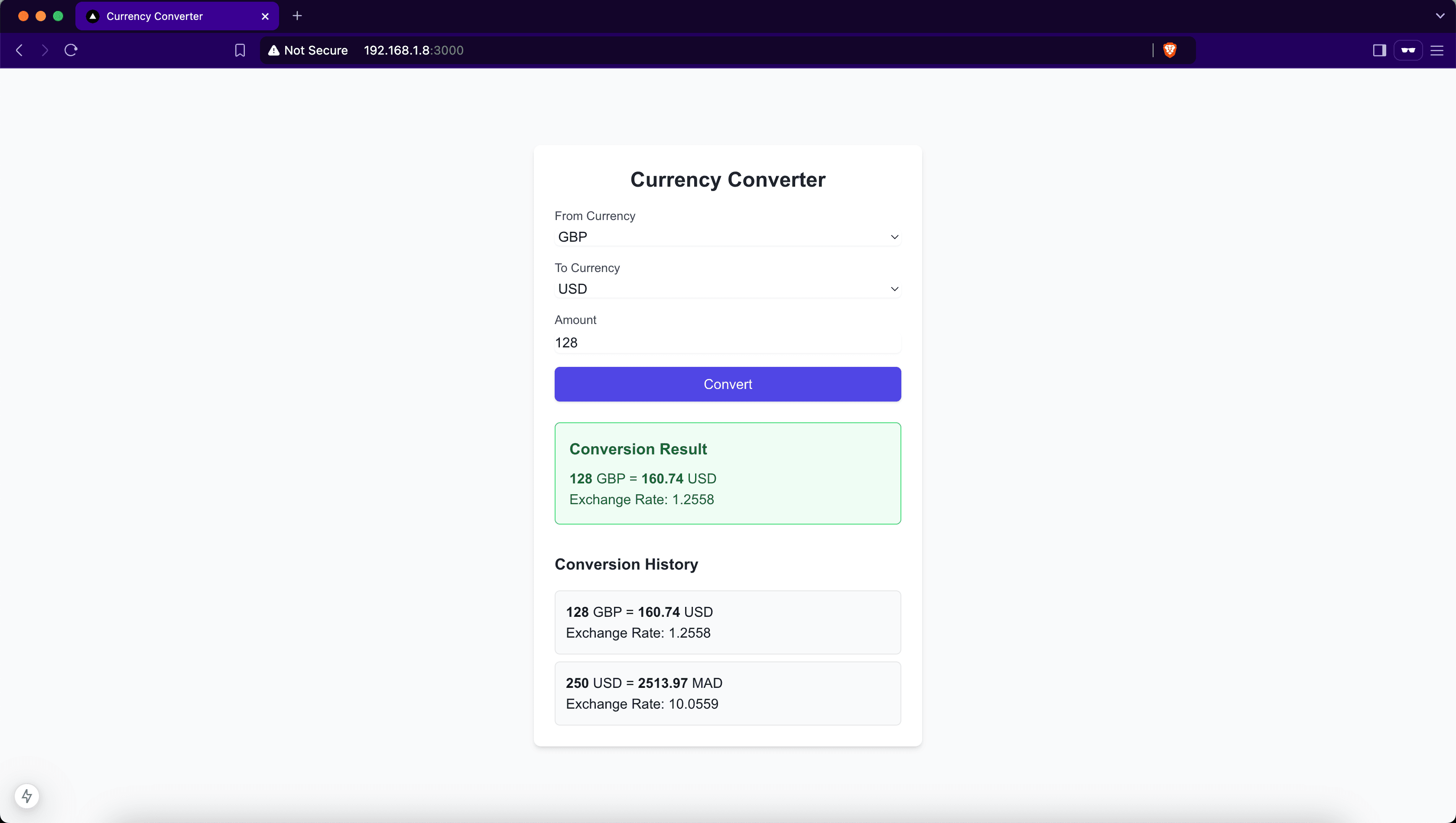 Currency Converter: Nextjs, Tailwindcss, Exchange Rate API